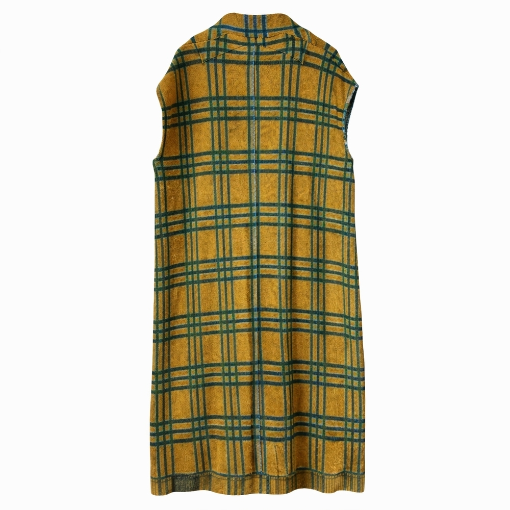 Free People Sunflower Spruce Plaid Sleeveless Peacoat Vest Long Coat M - Picture 3 of 13